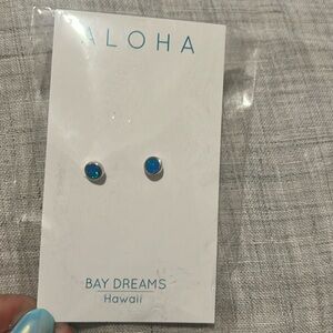 Aloha Island Blue-Green Opal Stud Earrings